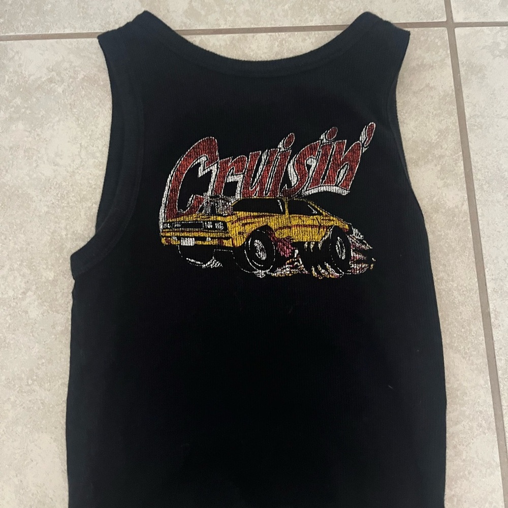 Hollister Black 'Cruisin'' Tank Top with Yellow Car Graphic